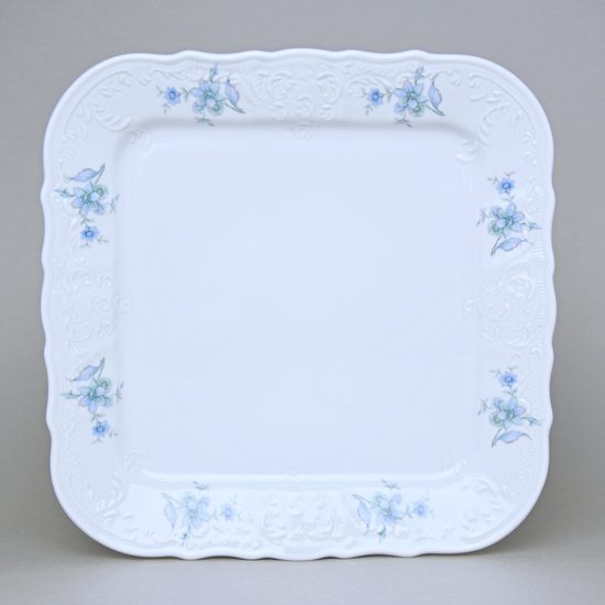 BERNADOTTE modrý květ: Podnos 4-hranný 26 cm, Thun 1794, karlovarský porcelán