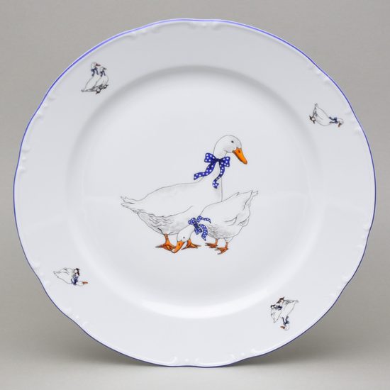 Constance husy, Mísa mělká kulatá 30 cm (klubový talíř), Thun 1794, karlovarský porcelán