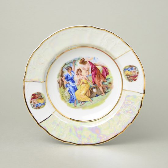 The Three Graces: Plate deep 23 cm, Thun 1794 Carlsbad porcelain, BERNADOTTE