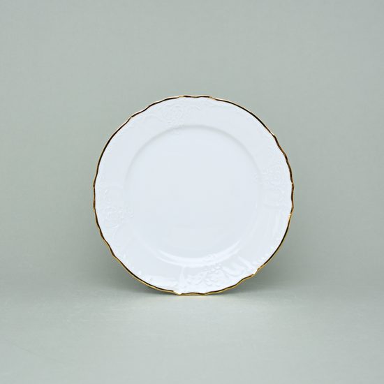 Gold band: Plate breakfast 23 cm, Thun 1794 Carlsbad porcelain, BERNADOTTE