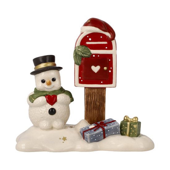 Snowman figurine Christmas Mail 11 / 5.5 / 10.5cm, stoneware, Goebel