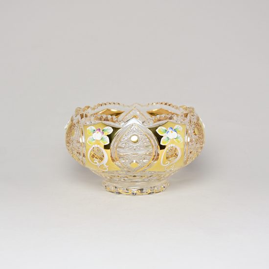 Cut Crystal Bowl, 160 mm, Gold + Enamel, Jahami Bohemia