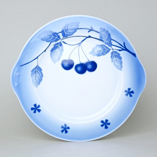 Cake plate 27 cm, Thun 1794 Carlsbad porcelain, BLUE CHERRY