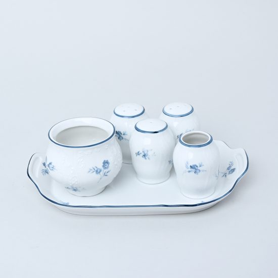 Cruet set 6 pcs., Thun 1794 Carlsbad porcelain, BERNADOTTE blue flower