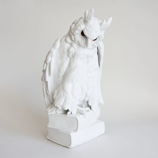 Owl, 34 x 17 x 14 cm, Porcelain Figures Gläserne Porzellanmanufaktur