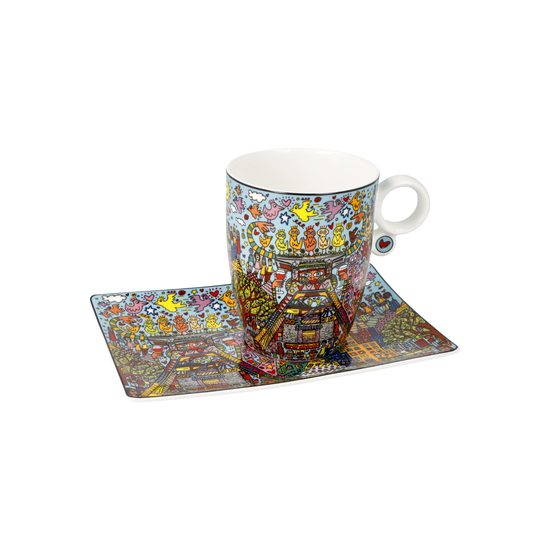 Cup and saucer James Rizzi - Remenber those Cool Coal Days, 400 ml / 19,5 cm, Fine Bone China, Goebel