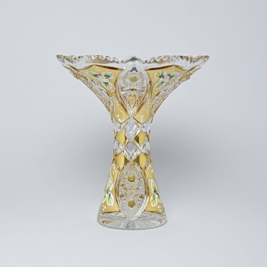 Cut Crystal Vase, 205 mm, Gold + Enamel, Jahami Bohemia