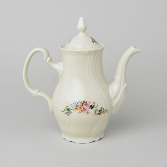 Coffee pot 0,7 l, Thun 1794 Carlsbad porcelain, BERNADOTTE ivory + flowers