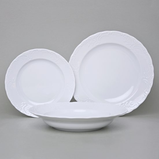 Plate set for 6 persons, 26 cm dining plate, Opera white, Cesky porcelan a.s.