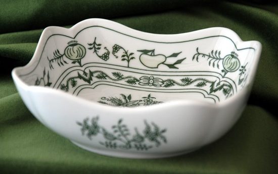 Bowl salad square 15 cm, Green Onion Pattern, Cesky porcelan a.s.