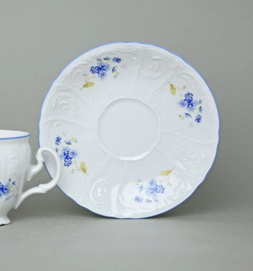 Saucer 14 cm, Thun 1794, karlovarský porcelán, BERNADOTTE forget-me-not