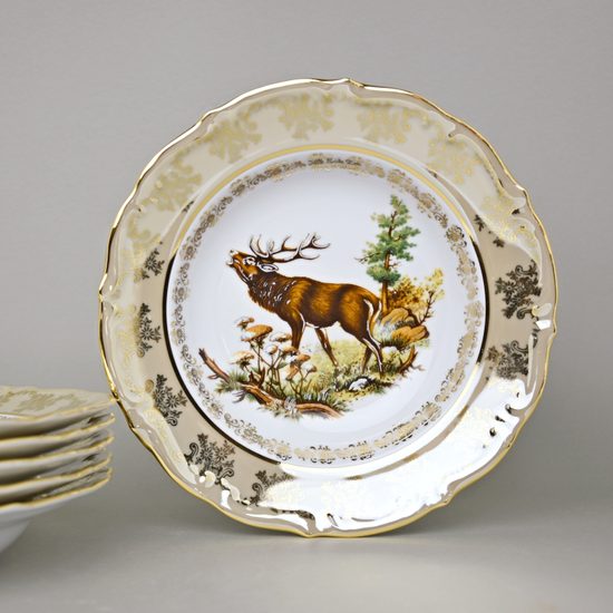 Plate deep 6 pcs., hunting - beige, Carlsbad porcelain