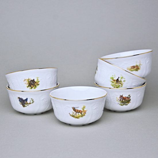 Miska na rýži 11 cm, sada 6 ks.,Thun 1794, karlovarský porcelán, BERNADOTTE myslivecká