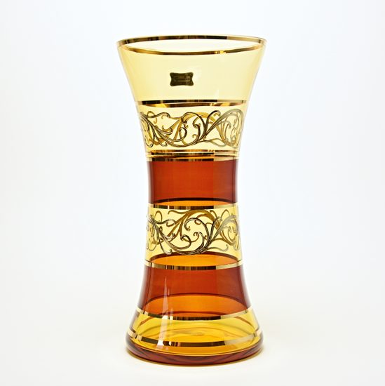 Egermann: Vase Amber - Yellow-brown Stain, h: 30 cm, Crystal Vases Egermann