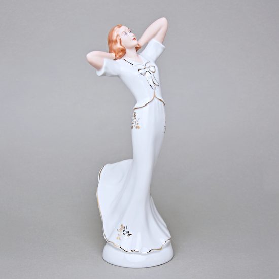 Lady 13,5 x 11 x 29 cm, White + Gold, Porcelain figures Duchcov