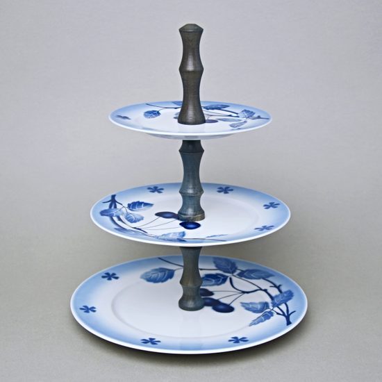 Etažer třídílný 25,5 / 21 / 16,5 cm, Thun 1794, karlovarský porcelán, BLUE CHERRY