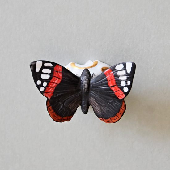 Red Admiral Butterfly 5,6 x 4 x 3 cm, Pastel, Porcelain Figures Duchcov