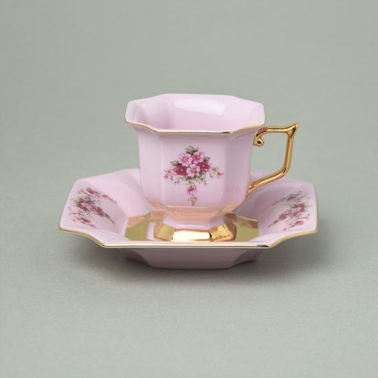 Cup 130 ml and saucer 14 cm, Empir Crocosmia, Rose China Chodov