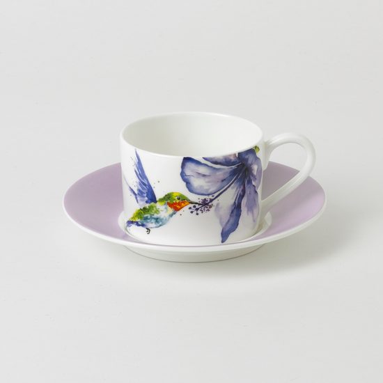 Hummingbird: Tea cup 230 ml + saucer 145 mm, english fine bone china, Roy Kirkham