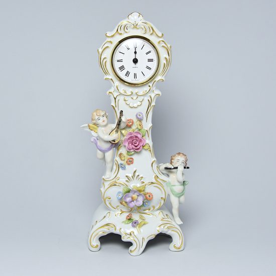 Clock 681591, 33 cm, Porcelain Figures Gläserne Porzellanmanufaktur