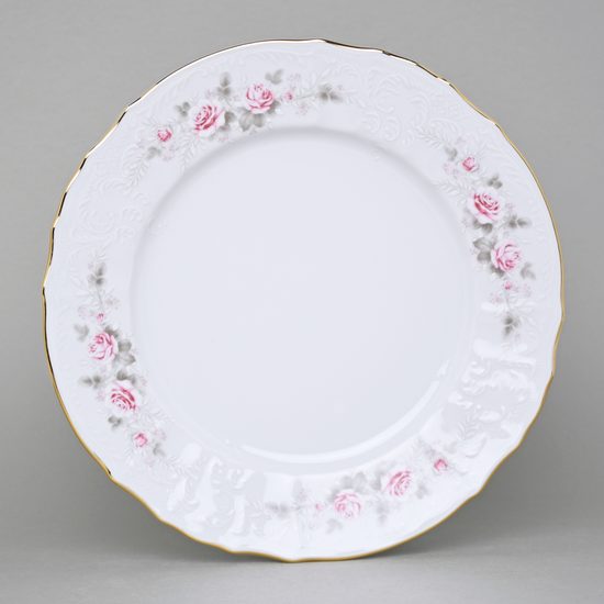 Gold line: Plate dining 25 cm, Thun 1794 Carlsbad porcelain, BERNADOTTE roses