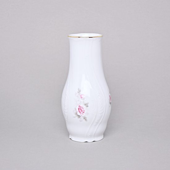 Zlatá linka: Váza 19 cm, Thun 1794, karlovarský porcelán, BERNADOTTE růžičky