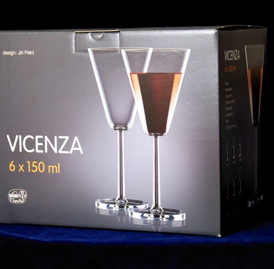 Vicenza: Sklenička na víno 150 ml, 6 ks., design Jiří Pelcl, Bohemia Crystalex