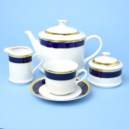 Sabina 767: Čajová sada pro 6 osob, kobalt a zlatý cop, Leander Loučky