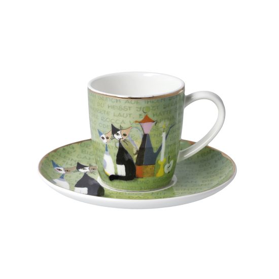 Cup and saucer La storia 7 cm/ 0,1 l, porcelain, Cats Goebel R. Wachtmeister