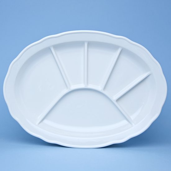 Talíř dělený 34,8 x 25 cm (např. na sushi), Bílý porcelán, Český porcelán a.s.