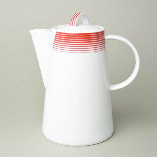 Coffee pot 1,2 l, Thun 1794, karlovarský porcelán, TOM 29954a0 red stripes