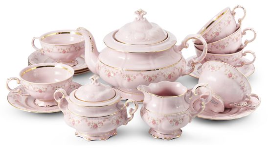 Tea set for 6 pers. Sonata decor 158, Leander 1908, Rose china