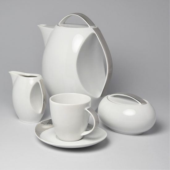 26805: Coffe pot + creamer + sugar bowl, Thun 1794, karlovarský porcelán, Loos
