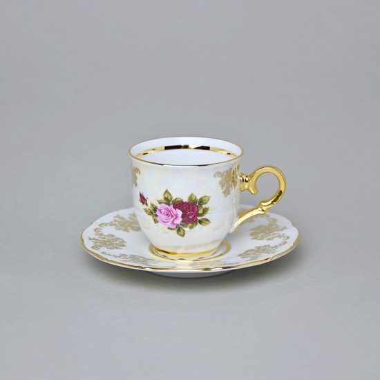 Šálek 110 ml a podšálek 120 mm espresso, Cecily, zlatý listr, Carlsbad