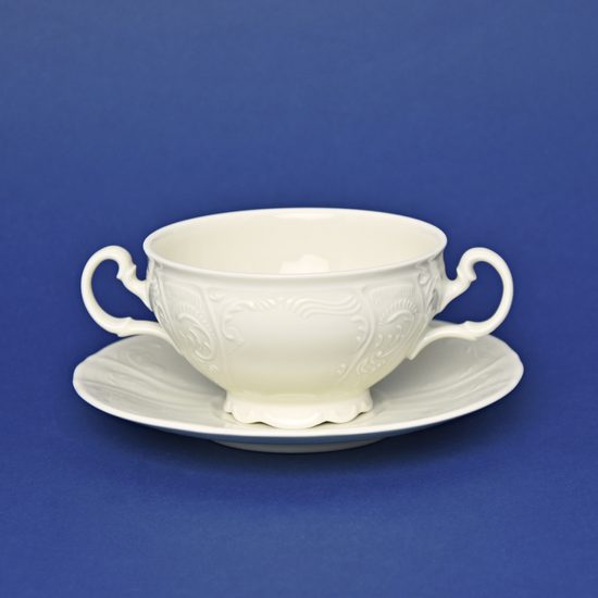 Cup 275 ml and saucer 18 cm soup, Thun 1794 Carlsbad porcelain, BERNADOTTE ivory