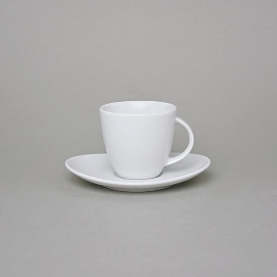 Cup 80 ml and saucer 120 mm, Thun 1794 Carlsbad porcelain, Loos white