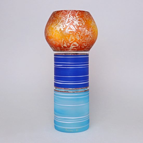 Studio Miracle: Váza Plážová romance (s oblinou nahoře), 30 cm, ruční dekorace Vlasta Voborníková