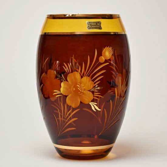 Egermann: Váza Amber žlutá lazura, 21 cm, Skleněné vázy Egermann - Egermann  - Sklo Egermann - KŘIŠŤÁL A SKLO, Podle vzoru a výrobců - Dumporcelanu.cz -  český a evropský porcelán, sklo, příbory