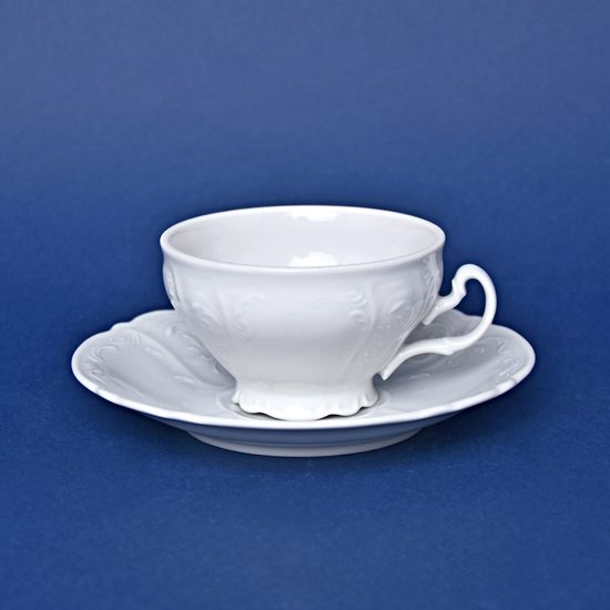 Tea cup and saucer 205 ml / 16 cm, Thun 1794 Carlsbad porcelain, BERNADOTTE white