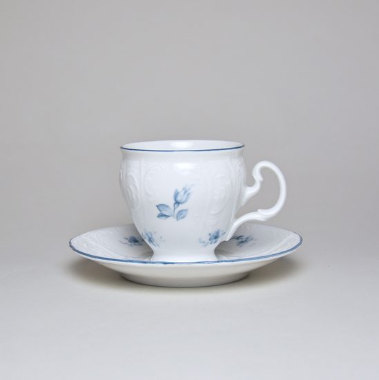 Coffee cup and saucer 150 ml / 14 cm, Thun 1794 Carlsbad porcelain, BERNADOTTE blue flower