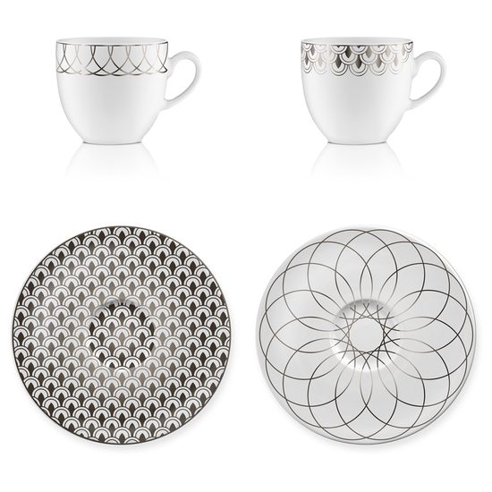 Coffeecups set 2 First Platin 200ml, porcelain, Goebel