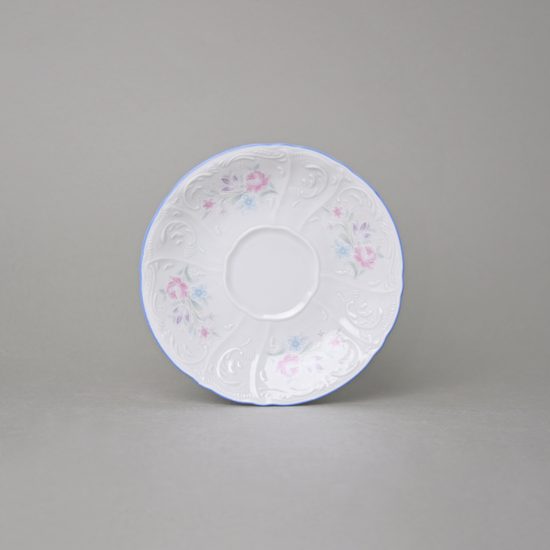 Saucer 140 mm, Thun 1794 Carlsbad porcelain, BERNADOTTE blue-pink flowers