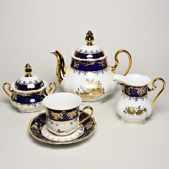 Mary-Anne 431: Tea set for 6 pers., cobalt + gold rose Mary-Anne 431: Tea set for 6 pers., cobalt + gold rose