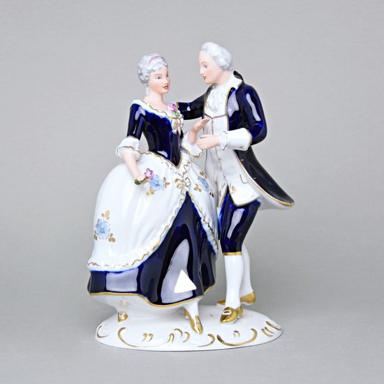 Pár rokoko 16 x 10,5 x 22 cm, Porcelánové figurky Duchcov