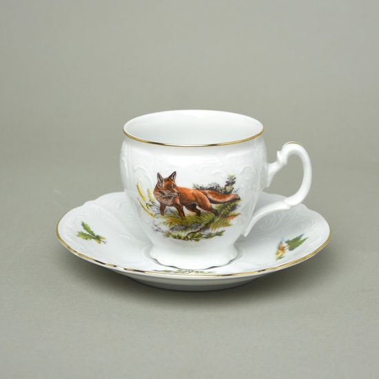Cup + saucer coffee 220 ml / 15,5 cm, Thun 1794, karlovarský porcelán, BERNADOTTE hunting