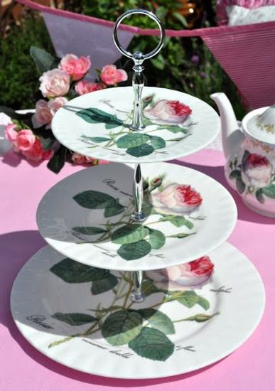 Redoute Rose: Compartment dish 3 pcs., Roy Kirkham China