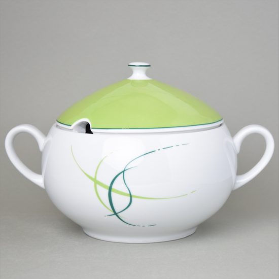 Soup tureen 2,7 l, Thun 1794 Carlsbad porcelain, OPAL grass