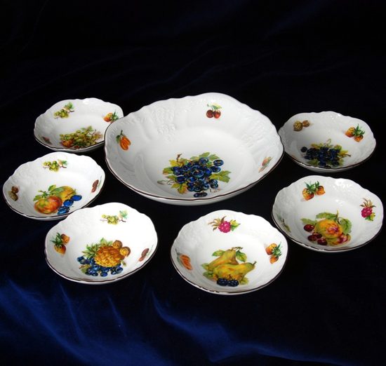 Fruits: Compot set for 6 persons, Thun 1794 Carlsbad porcelain, BERNADOTTE