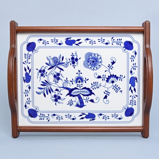 Cooking mat in wooden frame 39 x 29 cm, Original Blue Onion Pattern