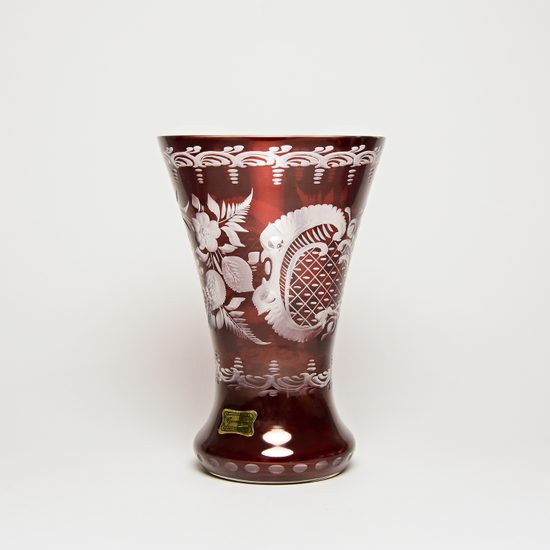 Egermann: Red Stain Vase, 18 cm, hand-decorated